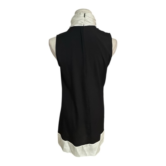 ZARA Black White Sleeveless‎ Dress with High Neck Basic Size S Trim Tuxedo Mini - Picture 3 of 5
